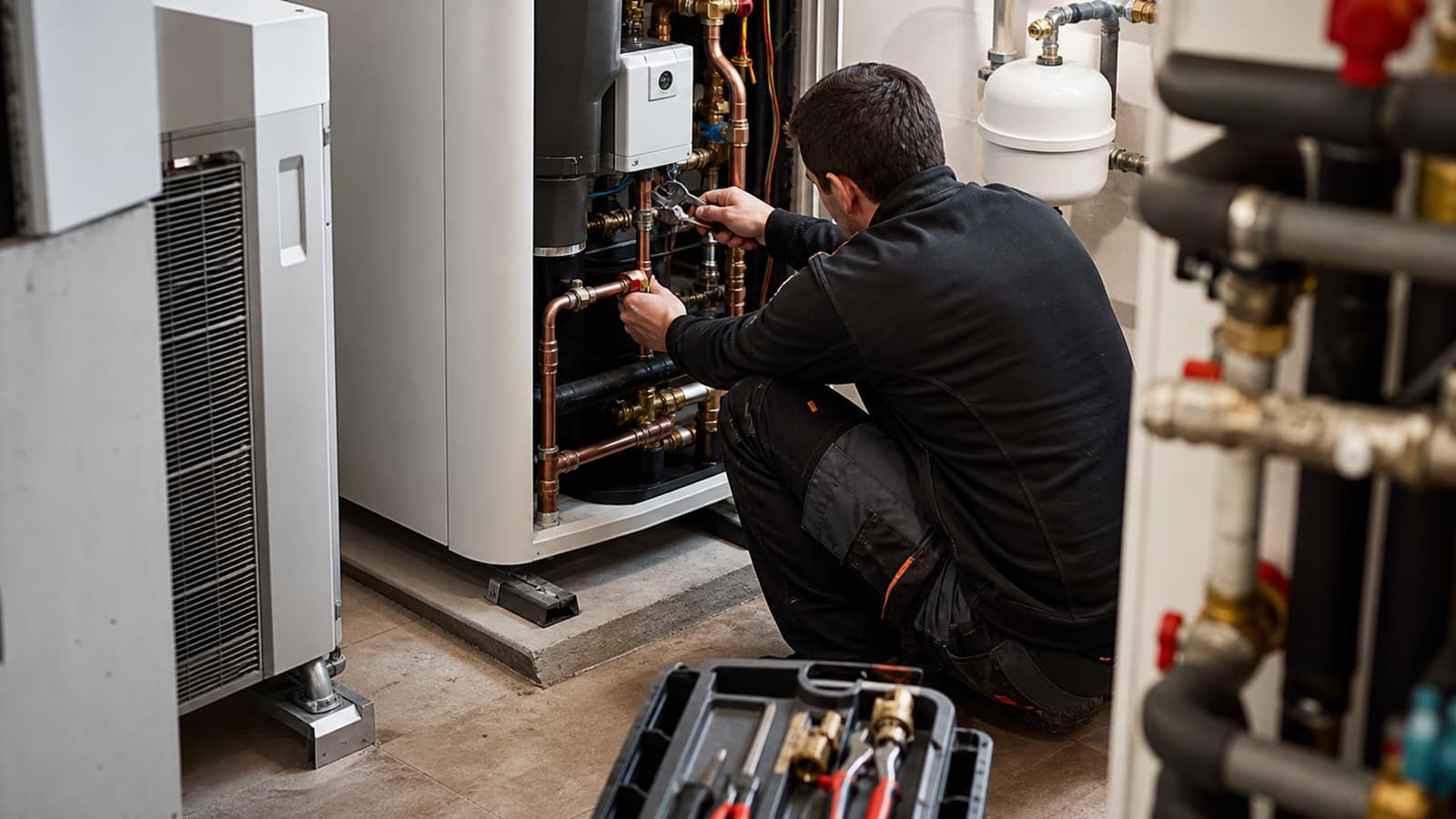 Pompe à chaleur air-eau installée en extérieur