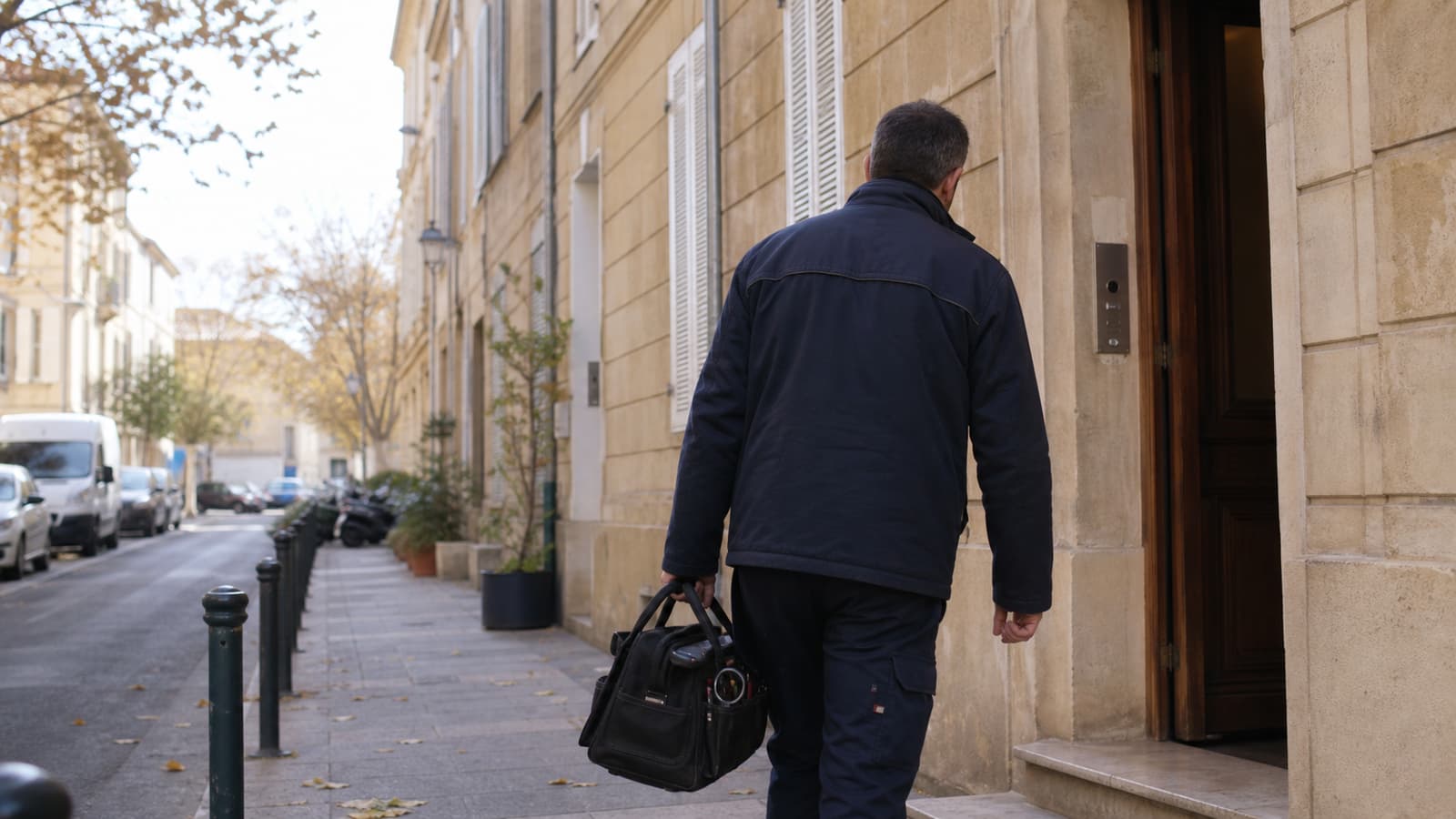Technicien APC RGE Qualibat remettant un devis de travaux éligibles aux aides