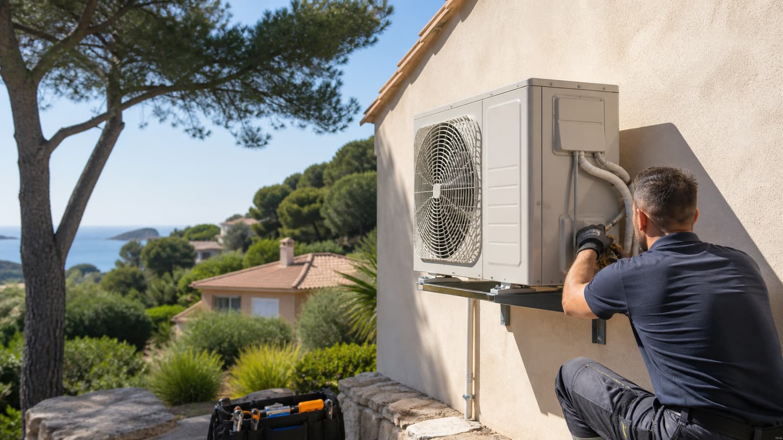 Installation d'une climatisation réversible dans une villa des quartiers sud de Marseille
